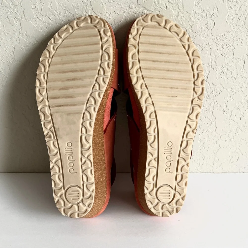 Papillio by Birkenstock Coral Leather Samira Wedge Slingback Sandals 11